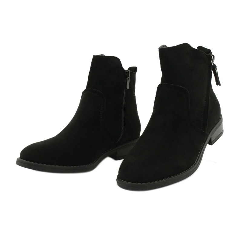 Evento Botine negre din piele intoarsa cu fermoare negru 2