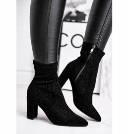 S.Barski Cizme de damă pe toc Centki Black Panther negru 2