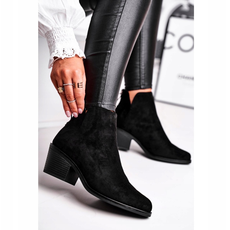 S.Barski Cizme de damă Toc plat Calda Toamnă Neagră Lăptos negru 1