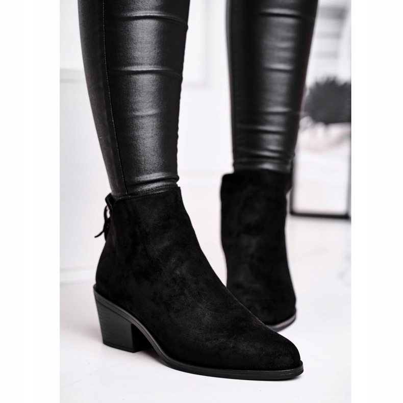 S.Barski Cizme de damă Toc plat Calda Toamnă Neagră Lăptos negru 2