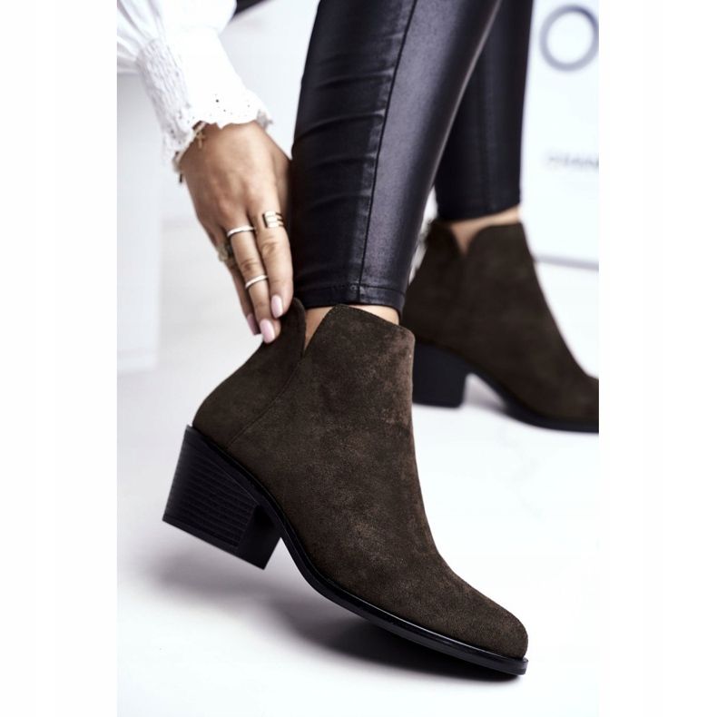 S.Barski Cizme pentru femei cu toc plat Toamnă caldă kaki lăptos 1