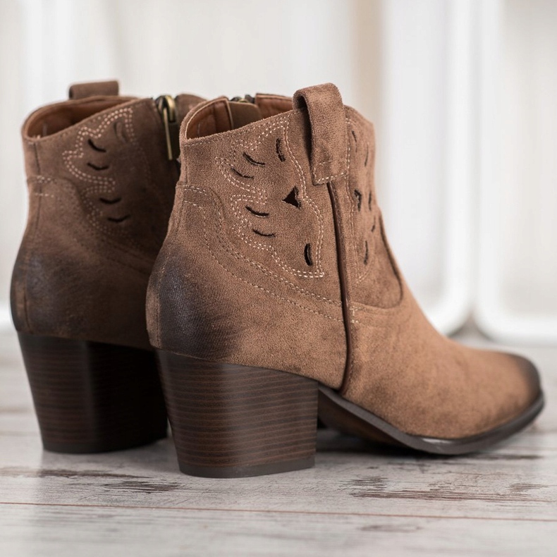 Cizme de cowboy ajurate VINCEZA bej 1