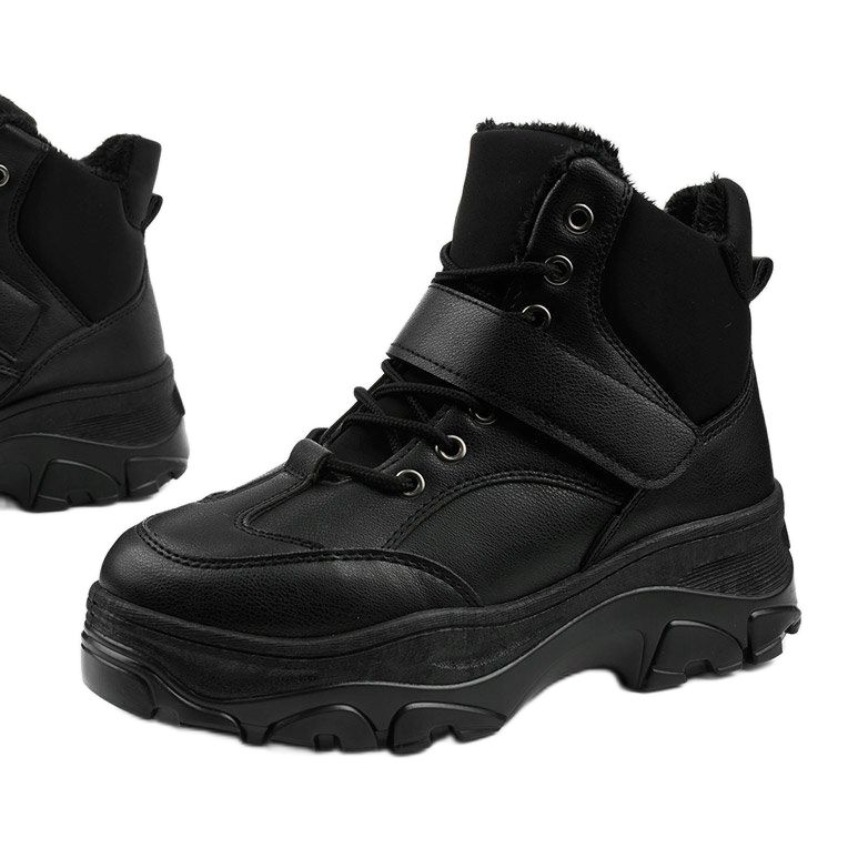 Adidași de sport negri la modă, din piele ecologică Soulsille negru 1