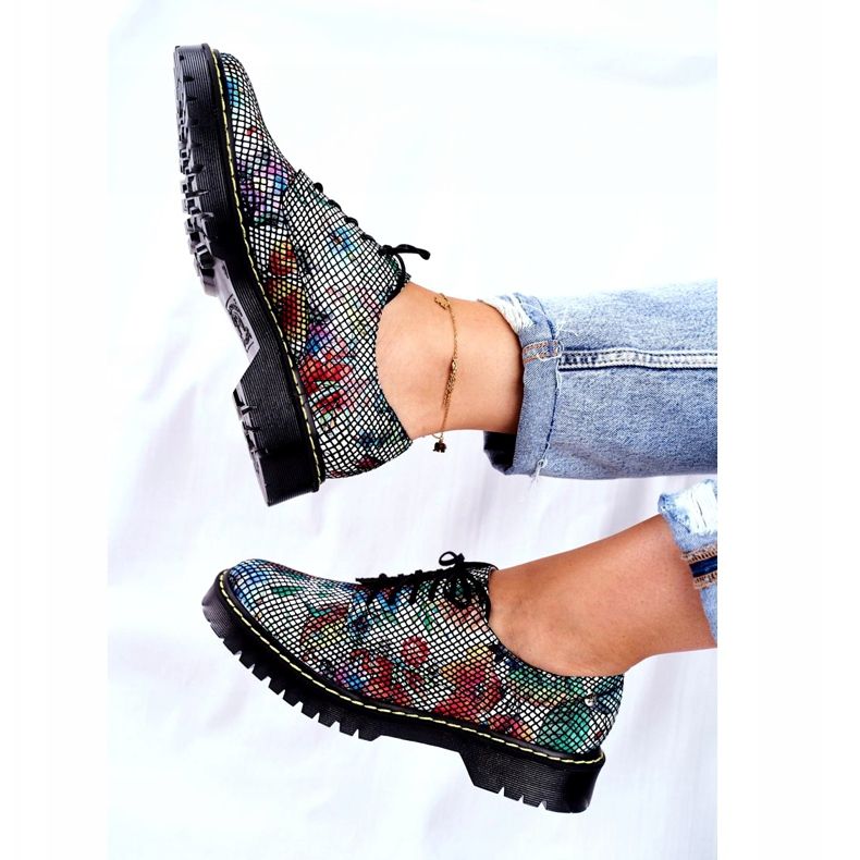 Brogues pentru femei Oxfords Piele Flori Maciejka 04087-43 multicolor 2