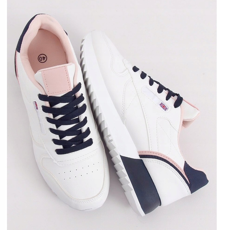 Încălțăminte de sport albă pentru femei BK938 ALB / ALBASTRU albastru marin 1