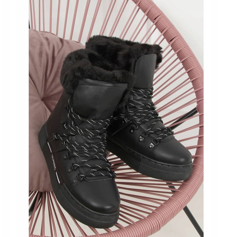 Ghete negre cu zăpadă izolate gros BK903 Negre negru 2