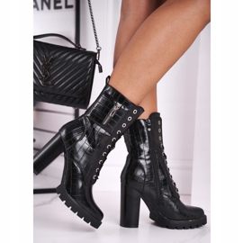 FE1 Cizme de damă pe toc înalt Bregma negru 2