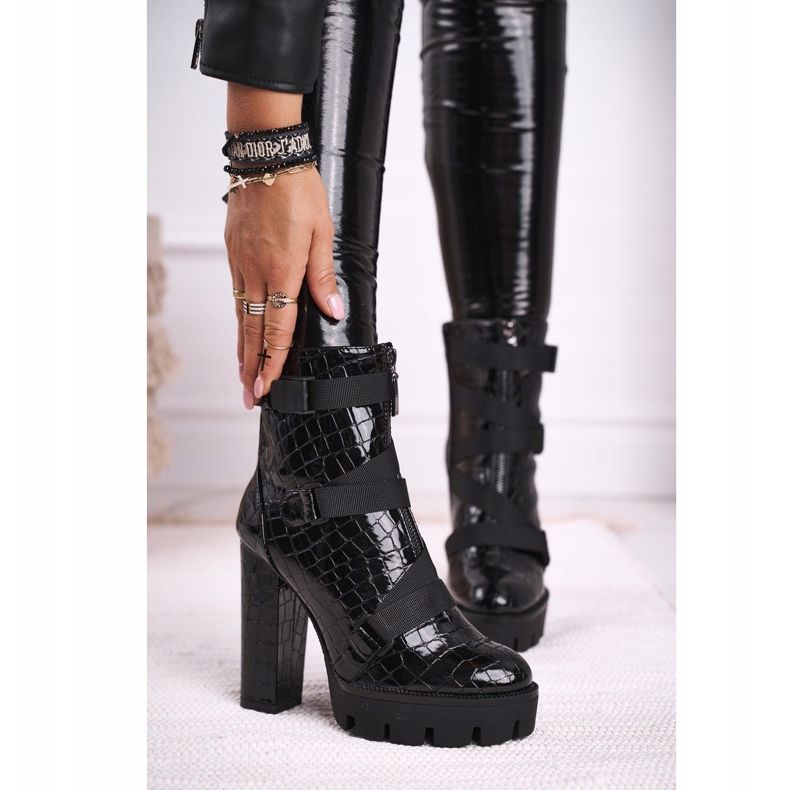 FE1 Cizme de damă pe toc înalt Hortego negru 1