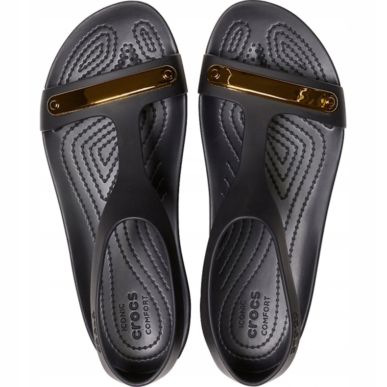 Sandale Crocs pentru femei Serena Metallic Bar Sdl W negru-auriu 206421 751 2