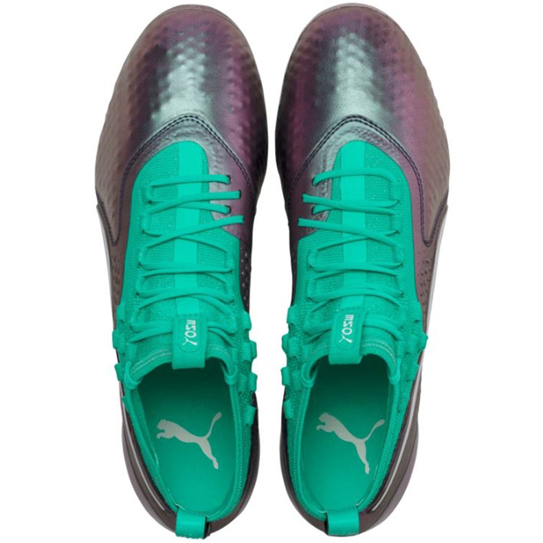 Pantofi de fotbal Puma One 1 Il Lth Fg Ag gri-verde 104925 01 roșu 1
