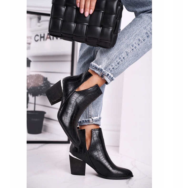 FB1 Cizme de damă pe toc negru Ruben 2