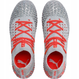 Cizme de fotbal Puma Future 4.1 Netfit Fg Ag Jr-roșu-argintiu 105692 01 gri 1
