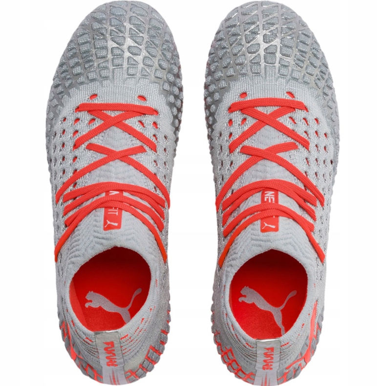 Cizme de fotbal Puma Future 4.1 Netfit Fg Ag Jr-roșu-argintiu 105692 01 gri 1