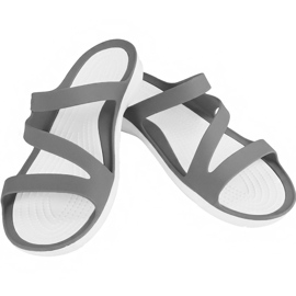 Pantofi Crocs pentru femei Swiftwater Sandal W Grey-White 203998 06X gri 1