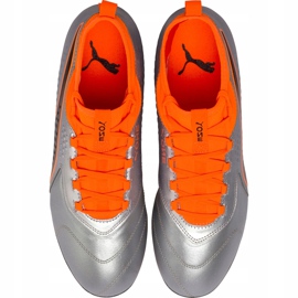 Pantofi de fotbal Puma One 3 Lth Fg gri-portocaliu 104743 01 multicolor 1