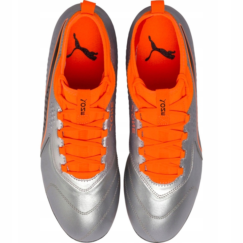 Pantofi de fotbal Puma One 3 Lth Fg gri-portocaliu 104743 01 multicolor 1