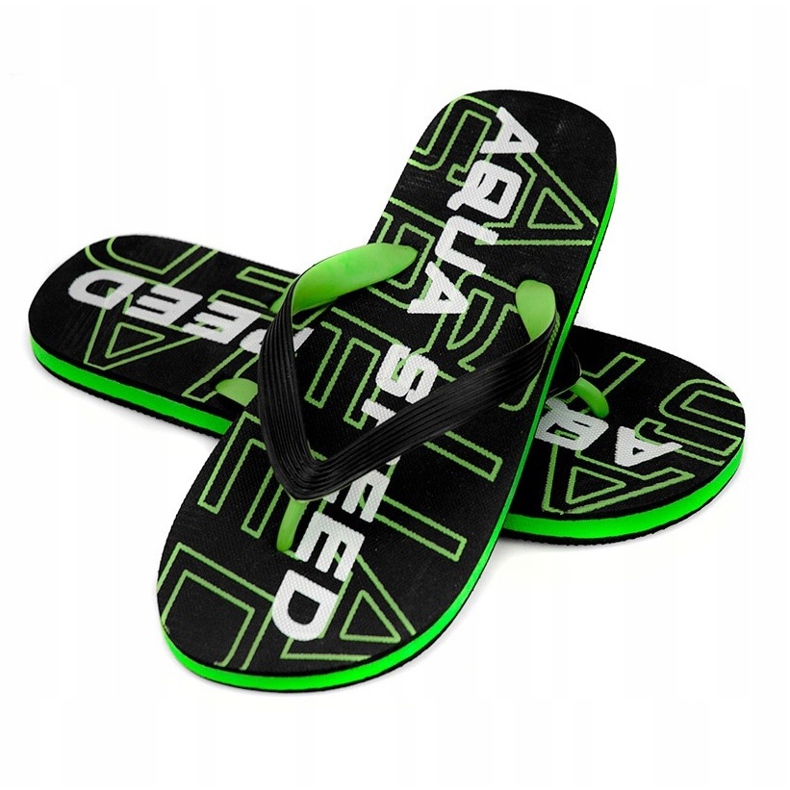 Papuci bărbați Aqua-Speed ​​Rhodes negri și verzi col. 38 negru verde 1