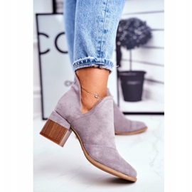 MSMG Cizmele de damă pe toc înalt decupează mini meliori gri 3