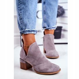 MSMG Cizmele de damă pe toc înalt decupează mini meliori gri 2