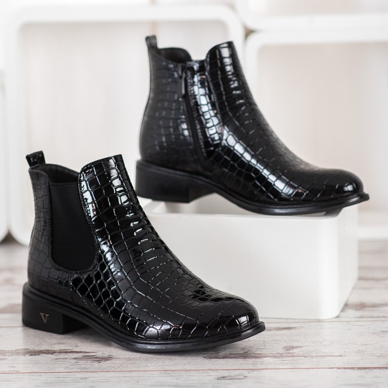 Filippo Cizme Chelsea lăcuite negru 1