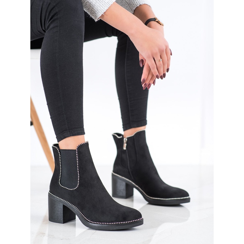 Bella Star Cizme Chelsea decorate negru 2