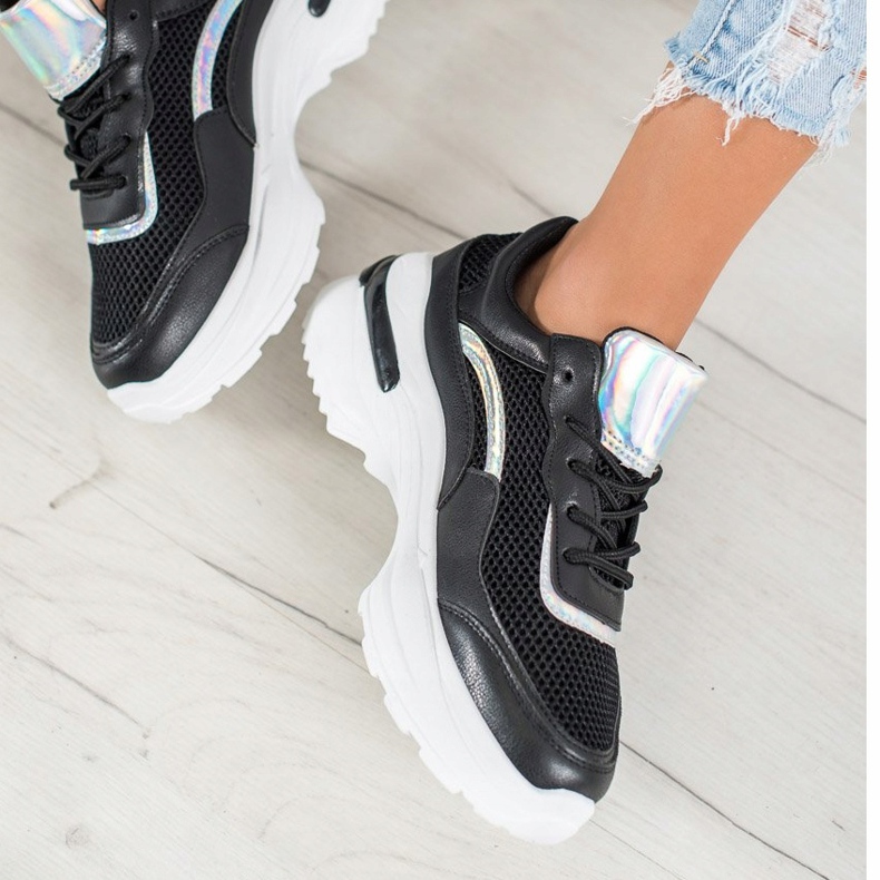 SHELOVET Adidași negri la modă alb negru 2