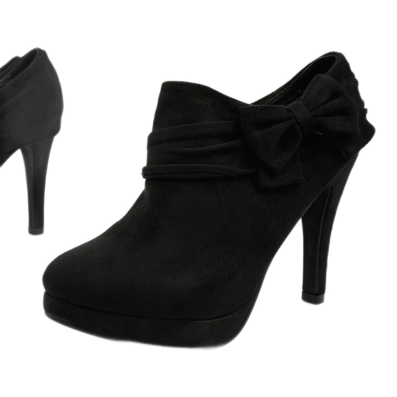 Cizme negre pe toc înalt cu Fharvix elastic negru 1