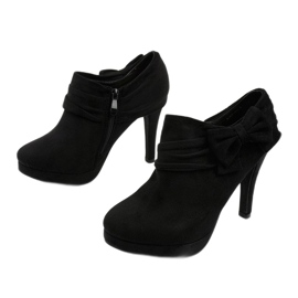 Cizme negre pe toc înalt cu Fharvix elastic negru 2