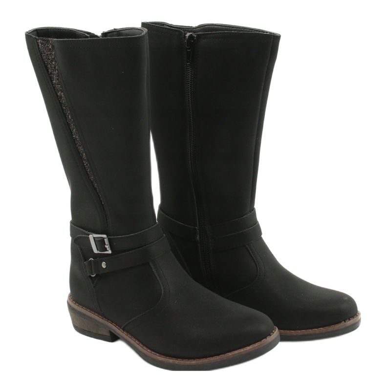 American Club Cizme lungi cu sclipici negru american GC24 / 20 3