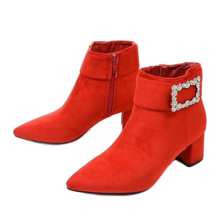 Botine roșii pe stâlp cu fermoar Antipodes roșu 2