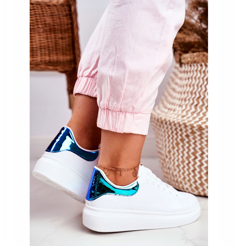 Încălțăminte sport de damă Lu Boo Alb metalizat Matilda albastru 1