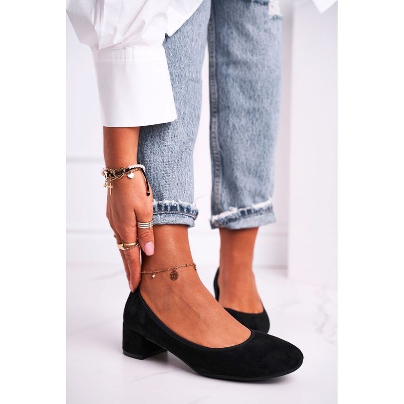 Pompă de damă S.Barski Suede Black Milon negru 1