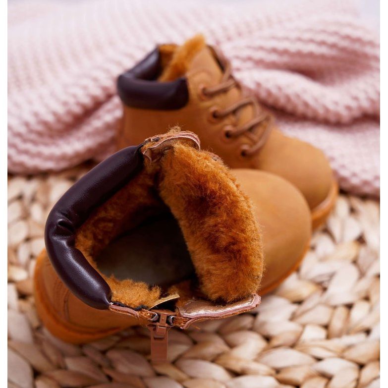 Cizme pentru copii cu căldură caldă Camel Dexter maro galben 2 Cizme pentru copii cu căldură caldă Camel Dexter maro galben 2