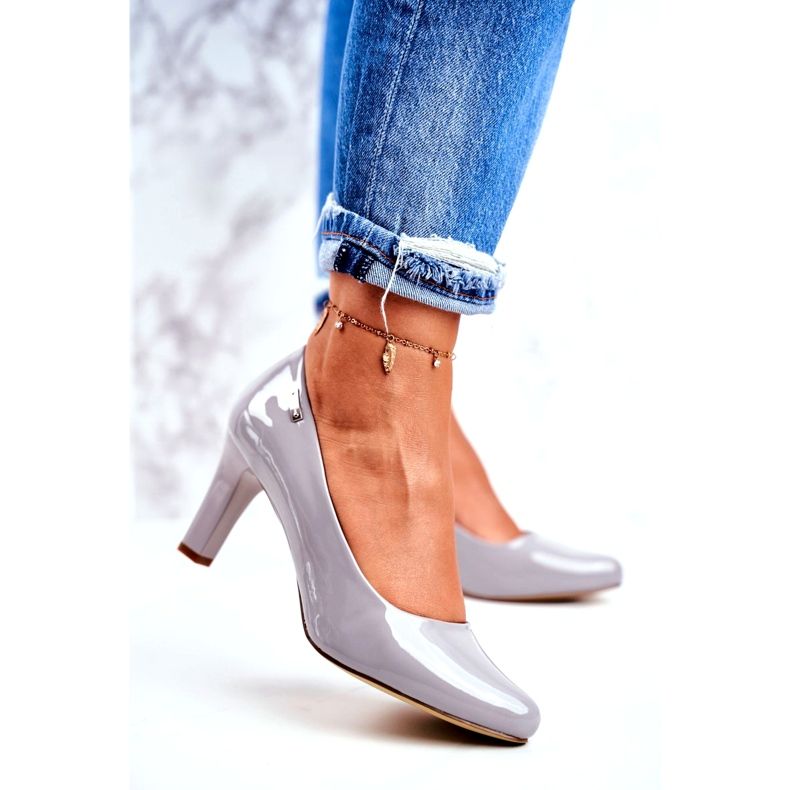 Pompă de damă Sergio Leone Orsola lăcuită gri 1