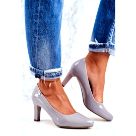 Pompă de damă Sergio Leone Orsola lăcuită gri 2