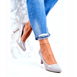 Pompă de damă Sergio Leone Orsola lăcuită gri 3