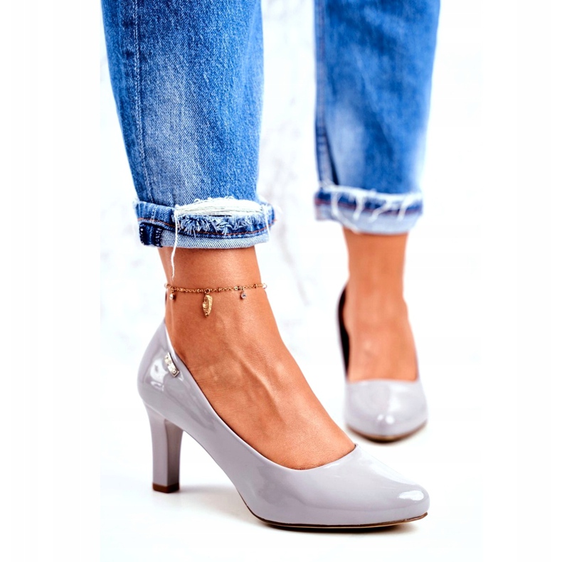 Pompă de damă Sergio Leone Orsola lăcuită gri 4