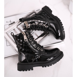 FRROCK Cizme pentru copii încălzite cu blană, negru lăcuit Say You 1