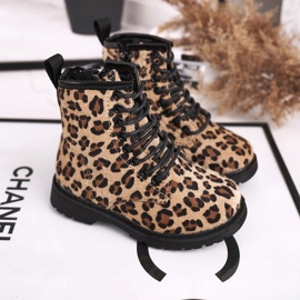FRROCK Ghete pentru copii cu model leopard Dafne maro multicolor 1 FRROCK Ghete pentru copii cu model leopard Dafne maro multicolor 1