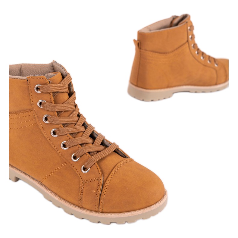 Cizme cu cordon camel BK-77 galben 1 Cizme cu cordon camel BK-77 galben 1