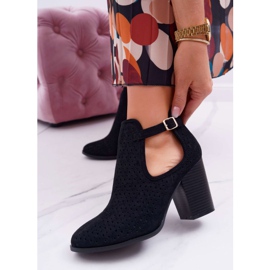 Bellucci Cizme de damă cu toc ajurat cu decupaje negru GoodDay 1