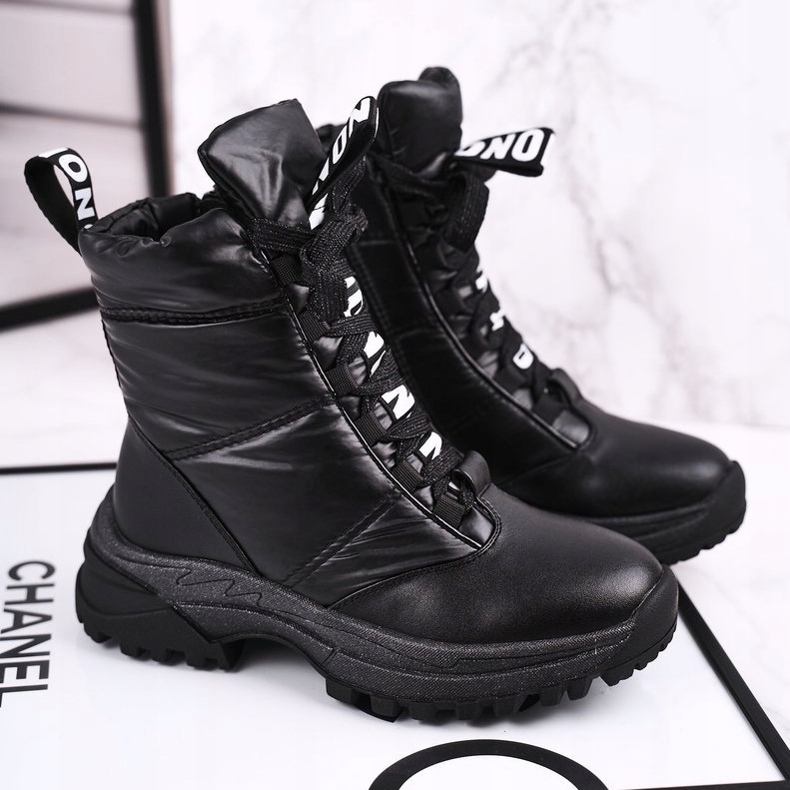 Apawwa Cizme de zăpadă izolate cu blană pentru copii Black Grantes negru 2