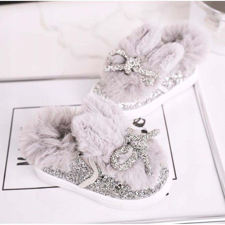 FRROCK Adidași pentru copii gri Mumi Grey Warm argint 1