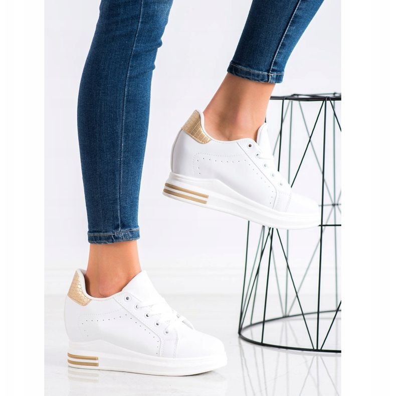 SHELOVET Pantofi sport pe o pană alb de aur 1