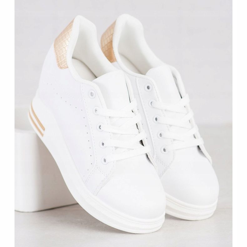 SHELOVET Pantofi sport pe o pană alb de aur 2