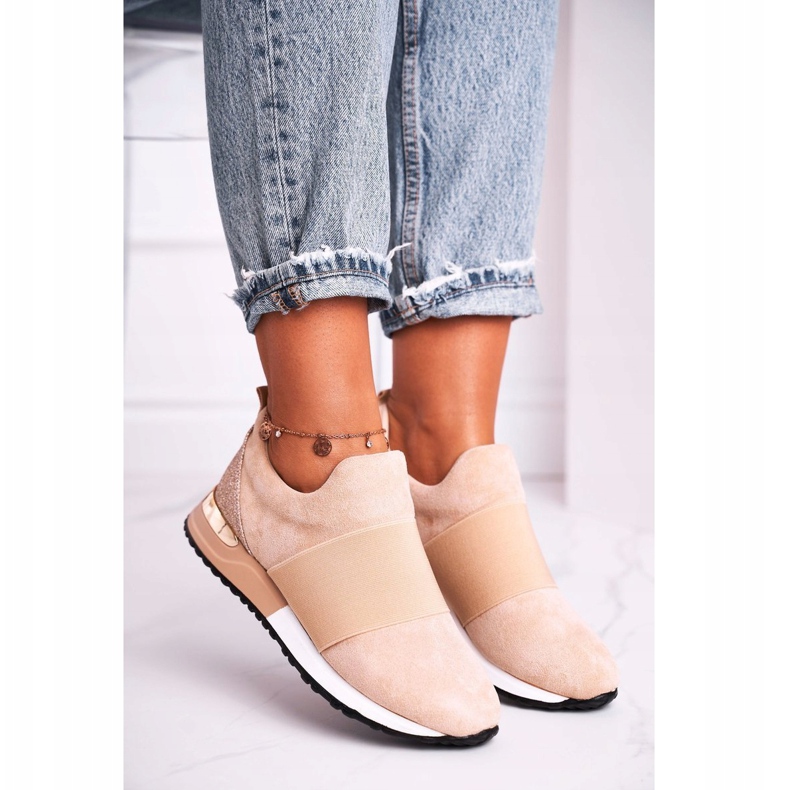 FB2 Încălțăminte sport pentru femei Adidași Slip-on Bej Spune ceva 1