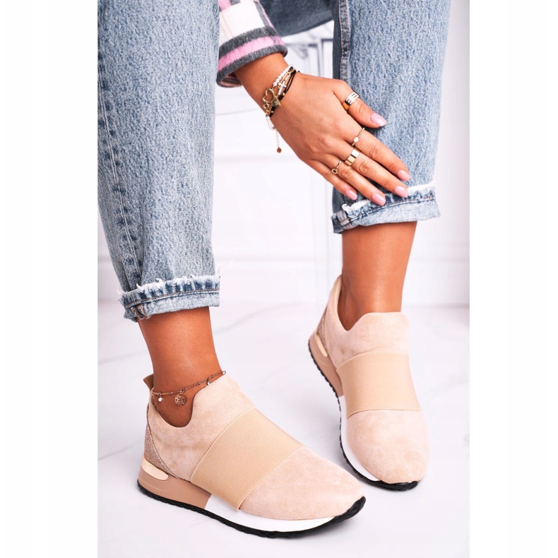 FB2 Încălțăminte sport pentru femei Adidași Slip-on Bej Spune ceva 2