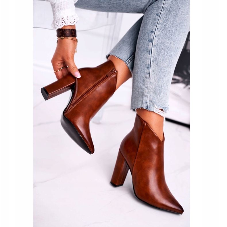 Marquiiz Cizme de damă cu toc înalt Camel Rise Up maro 2