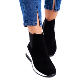 Vinceza Încălțăminte sport pentru femei Adidași Piele neagră 21-7781 alb negru 2