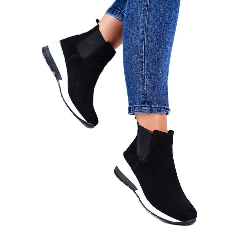 Vinceza Încălțăminte sport pentru femei Adidași Piele neagră 21-7781 alb negru 3